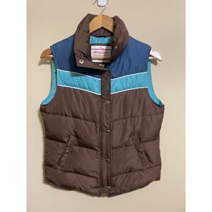 Aeropostale y2k down puffer vest brown blue size M